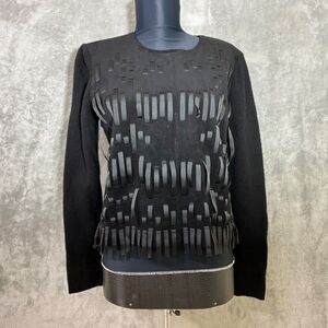 Qi New York  Wool Cashmere blend Sweater women’s M Artsy punk rock ribbon detail